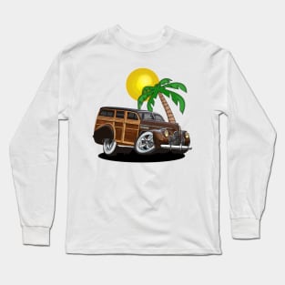 Buick Woody Station Wagon at the Beach Long Sleeve T-Shirt